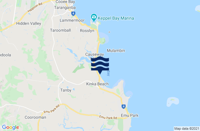 Mapa da tábua de marés em Kinka Beach, Australia