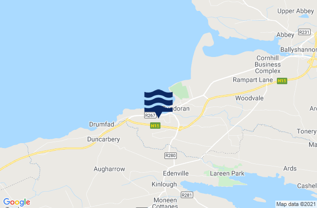 Mapa da tábua de marés em Kinlough, Ireland