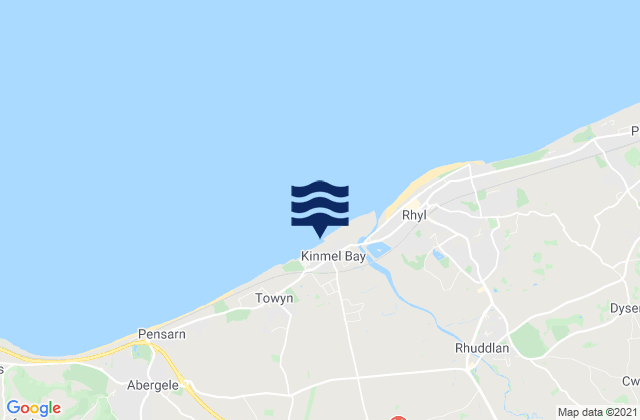 Mapa da tábua de marés em Kinmel Bay Beach, United Kingdom