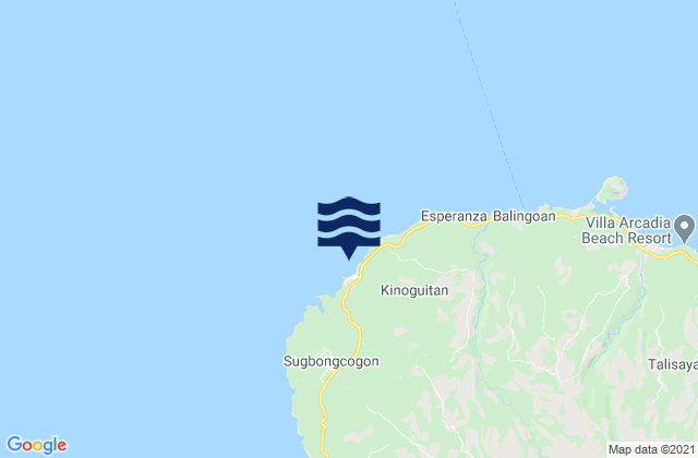 Mapa da tábua de marés em Kinogitan, Philippines