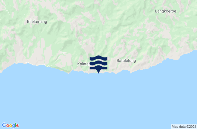 Mapa da tábua de marés em Kiraman, Indonesia