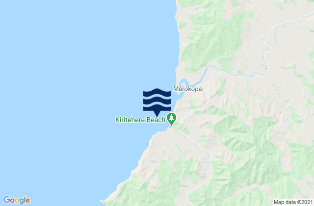 Mapa da tábua de marés em Kiritehere Beach, New Zealand