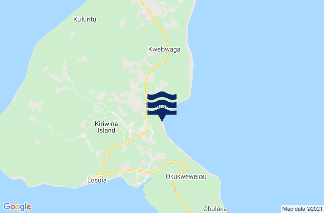 Mapa da tábua de marés em Kiriwina Goodenough, Papua New Guinea
