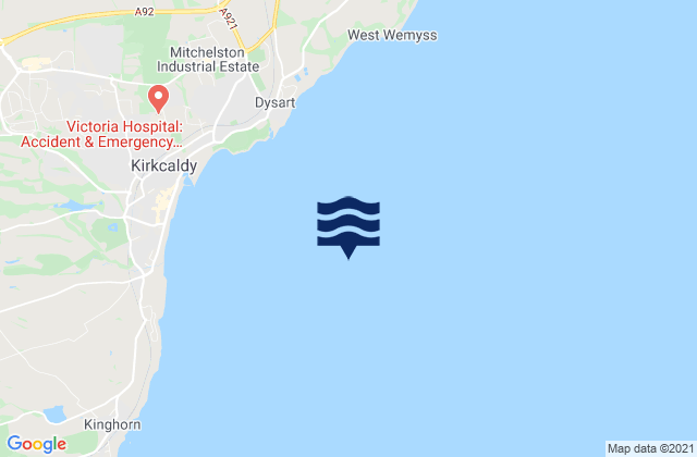 Mapa da tábua de marés em Kirkcaldy Bay, United Kingdom