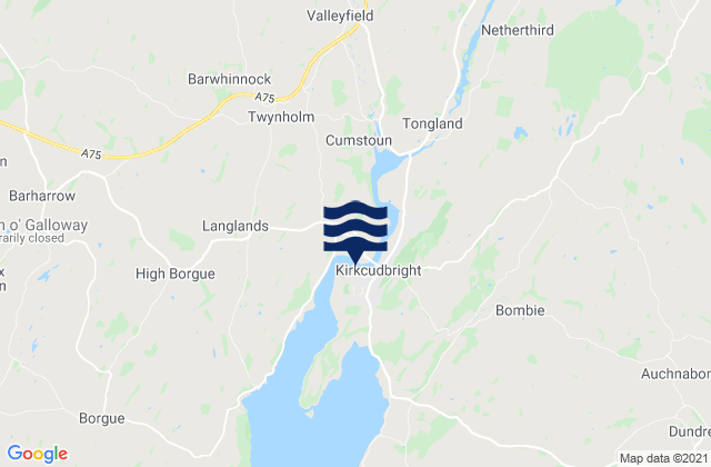 Mapa da tábua de marés em Kirkcudbright, United Kingdom