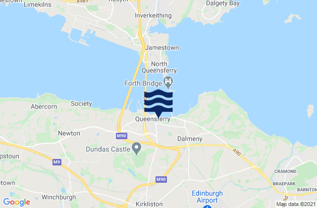 Mapa da tábua de marés em Kirkliston, United Kingdom