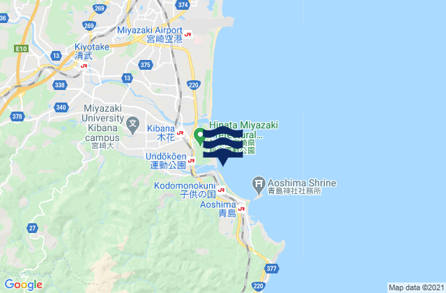 Mapa da tábua de marés em Kisakihama, Japan