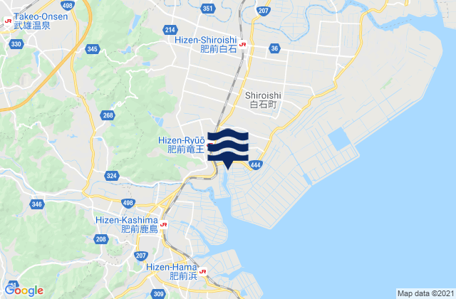 Mapa da tábua de marés em Kishima-gun, Japan