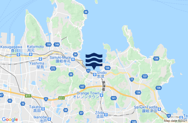 Mapa da tábua de marés em Kita-gun, Japan