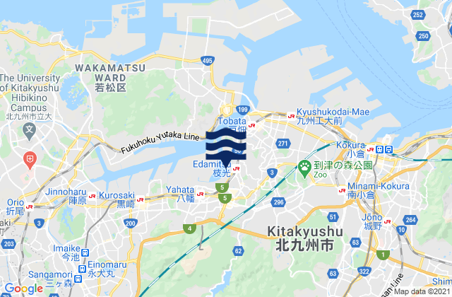 Mapa da tábua de marés em Kitakyushu-shi, Japan