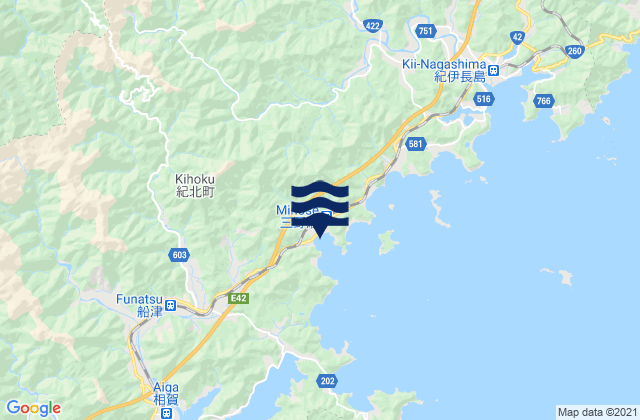 Mapa da tábua de marés em Kitamuro-gun, Japan