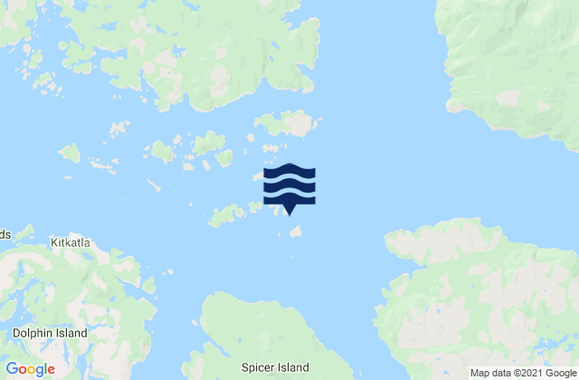 Mapa da tábua de marés em Kitkatla Islands, Canada