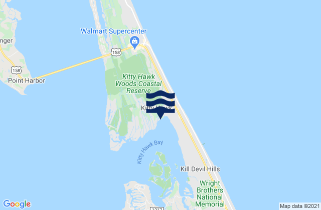 Mapa da tábua de marés em Kitty Hawk, United States