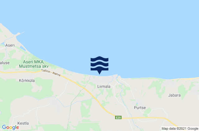 Mapa da tábua de marés em Kiviõli, Estonia