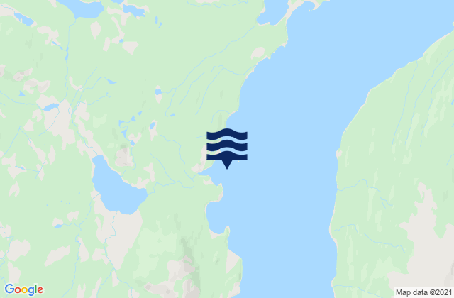 Mapa da tábua de marés em Kizhuyak Bay, United States