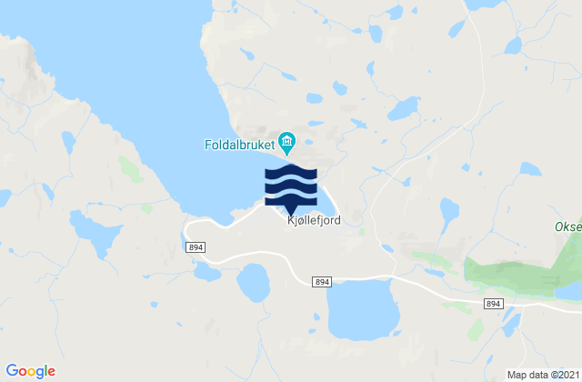 Mapa da tábua de marés em Kjøllefjord, Norway