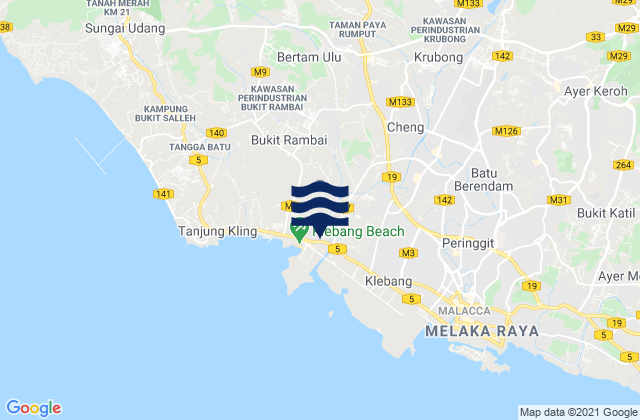 Mapa da tábua de marés em Klebang Besar, Malaysia