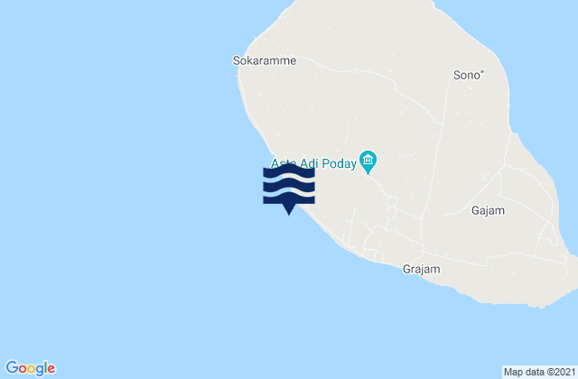 Mapa da tábua de marés em Klebu, Indonesia