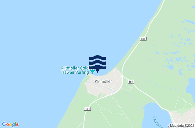 Mapa da tábua de marés em Klitmoller, Denmark