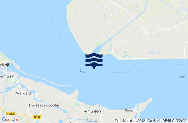 Mapa da tábua de marés em Knock, Netherlands