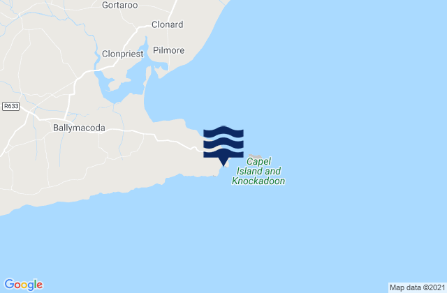 Mapa da tábua de marés em Knockadoon Head, Ireland