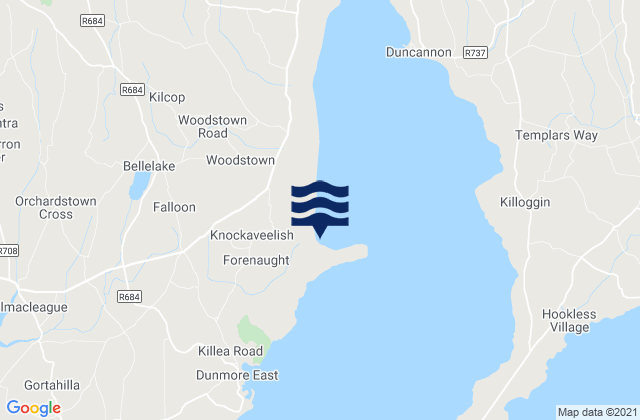 Mapa da tábua de marés em Knockavelish Head, Ireland