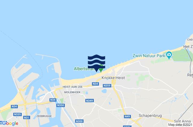 Mapa da tábua de marés em Knokke-Heist, Netherlands