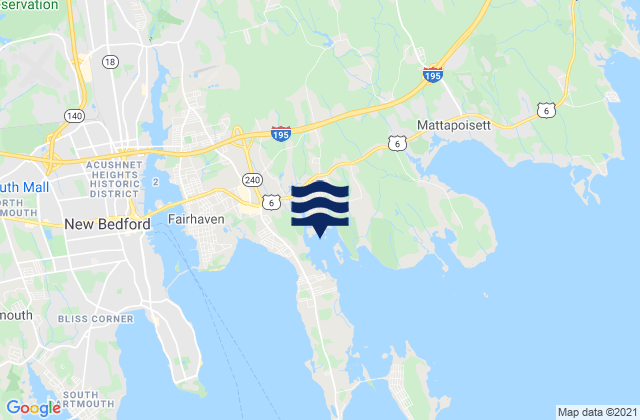 Mapa da tábua de marés em Knollmere, United States