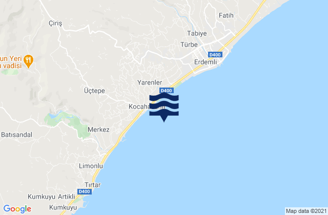Mapa da tábua de marés em Kocahasanlı, Turkey