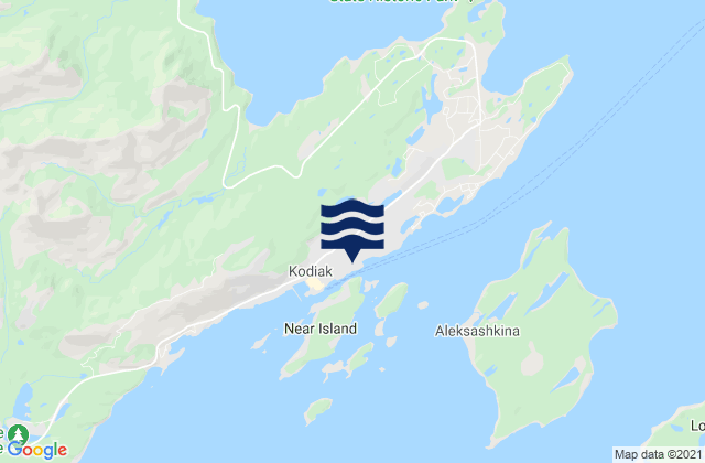 Mapa da tábua de marés em Kodiak Harbor Narrows, United States