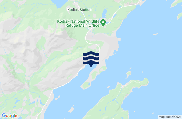 Mapa da tábua de marés em Kodiak Island, United States