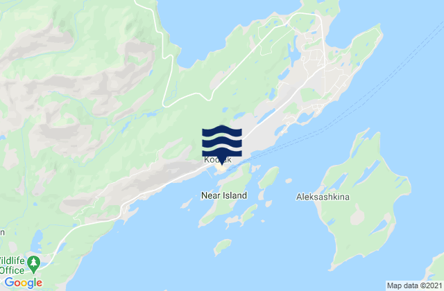 Mapa da tábua de marés em Kodiak, United States