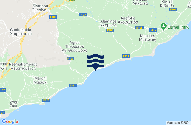 Mapa da tábua de marés em Kofínou, Cyprus