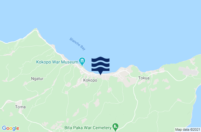 Mapa da tábua de marés em Kokopo, Papua New Guinea