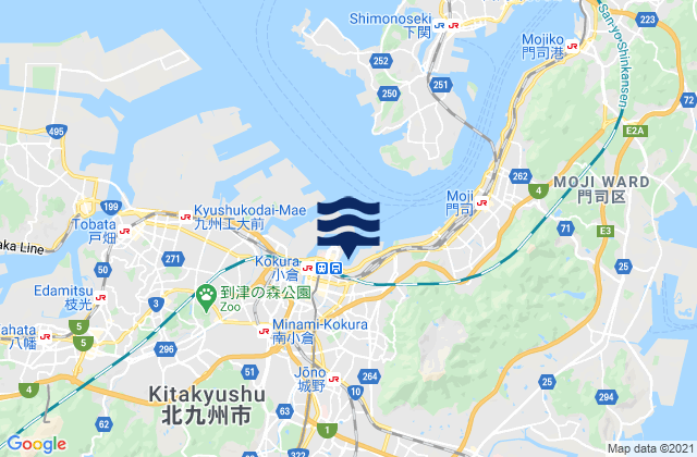 Mapa da tábua de marés em Kokurakita-ku, Japan
