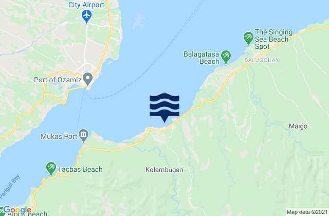 Mapa da tábua de marés em Kolambugan, Philippines