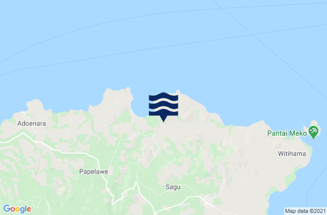 Mapa da tábua de marés em Kolibali, Indonesia