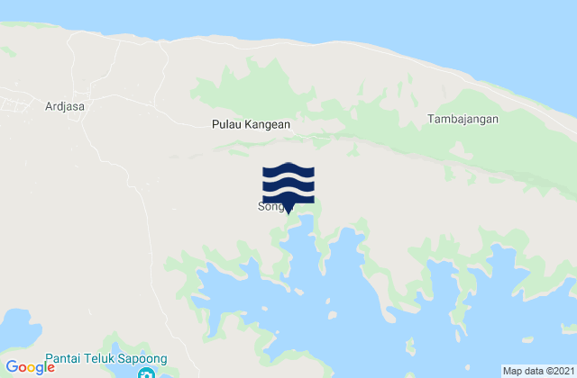 Mapa da tábua de marés em Kolla, Indonesia