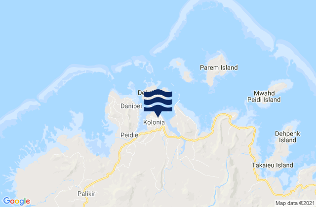 Mapa da tábua de marés em Kolonia Town, Micronesia