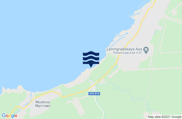 Mapa da tábua de marés em Kopor’ye, Russia