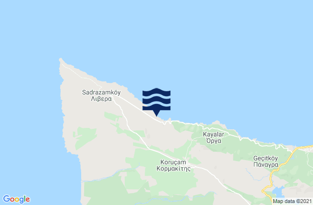 Mapa da tábua de marés em Kormakítis, Cyprus