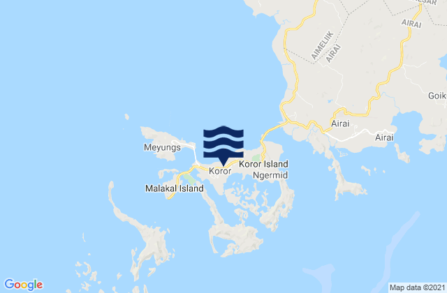 Mapa da tábua de marés em Koror Town, Palau