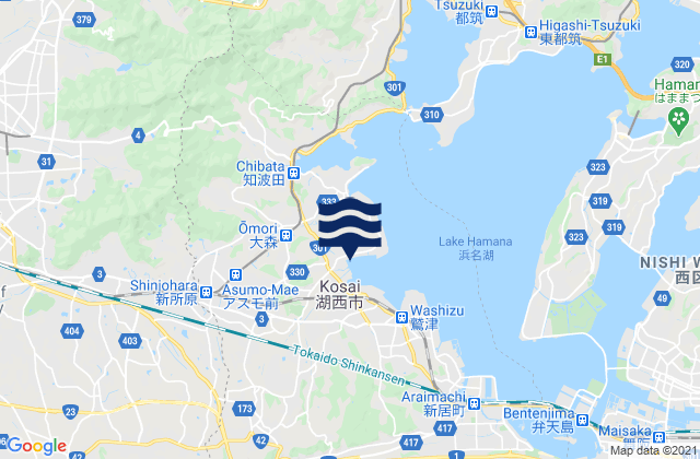 Mapa da tábua de marés em Kosai-shi, Japan