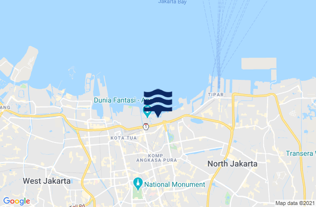 Mapa da tábua de marés em Kota Administrasi Jakarta Timur, Indonesia