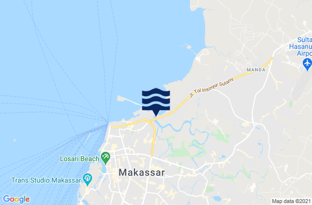 Mapa da tábua de marés em Kota Makassar, Indonesia