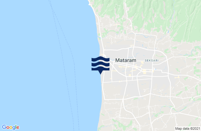 Mapa da tábua de marés em Kota Mataram, Indonesia