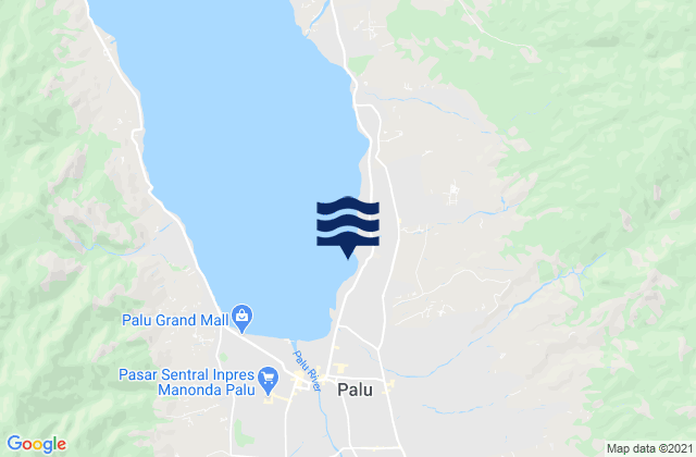 Mapa da tábua de marés em Kota Palu, Indonesia