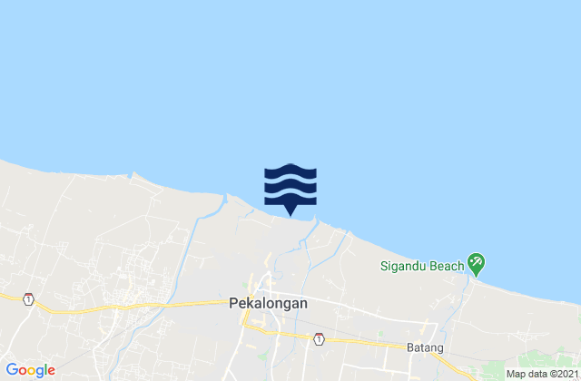 Mapa da tábua de marés em Kota Pekalongan, Indonesia