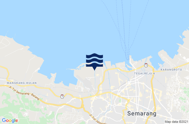 Mapa da tábua de marés em Kota Semarang, Indonesia