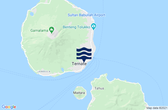 Mapa da tábua de marés em Kota Ternate, Indonesia